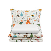 Set lenjerie bumbac, 3 piese - Wild, cearșaf alb