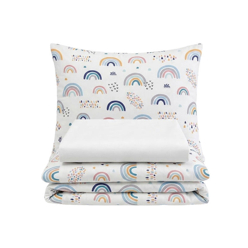 Set lenjerie bumbac, 3 piese - Curcubee, cearșaf alb