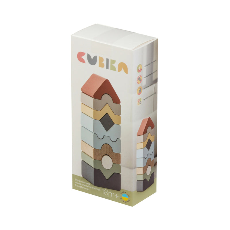 Set Construcții Turn - 10 piese - jucărie din lemn Cubika