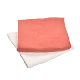 Set 2 paturici muselina 80x80cm - Alb si portocaliu