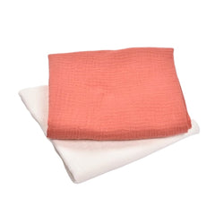 Set 2 paturici muselina 80x80cm - Alb si portocaliu