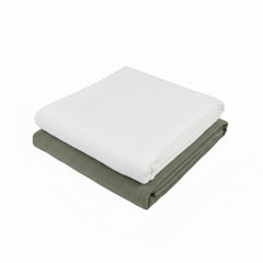Set 2 paturici muselina 80x80cm - Alb si verde