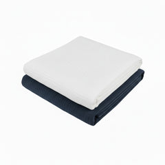 Set 2 paturici muselina 80x80cm - Alb si indigo