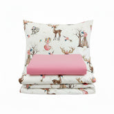 Set lenjerie bumbac, 3 piese - Pink Forest, cearsaf roz