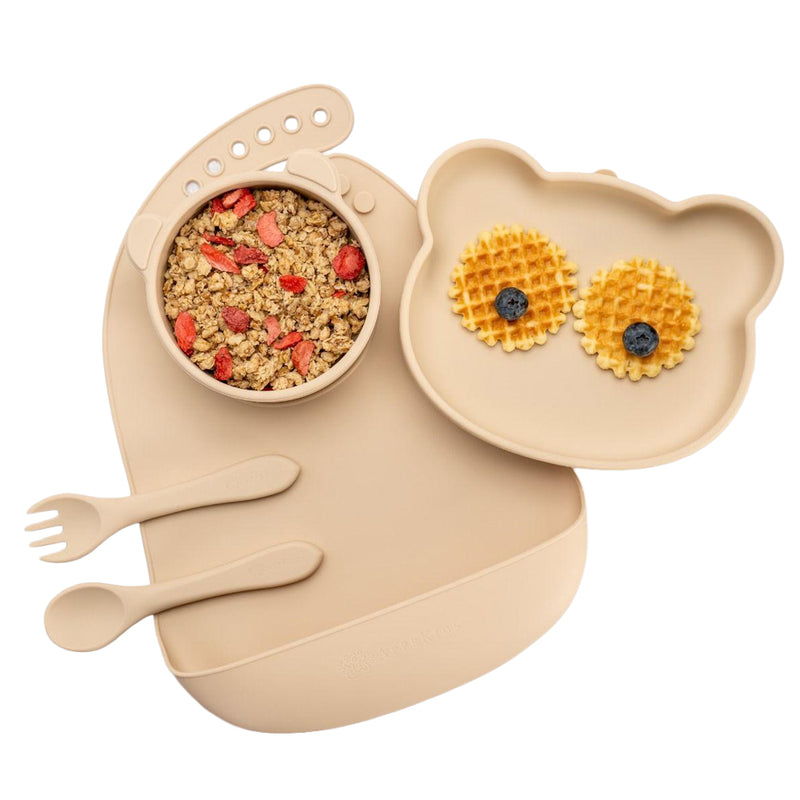 Set Diversificare, AppeKids, 100% Silicon, Panda - Bubble Beige