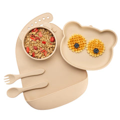 Set Diversificare, AppeKids, 100% Silicon, Panda - Bubble Beige