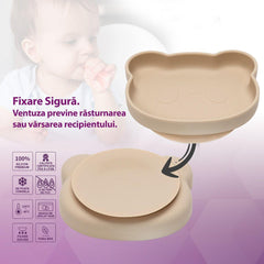 Set Diversificare, AppeKids, 100% Silicon, Panda - Bubble Beige
