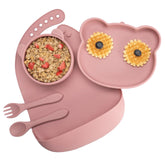 Set Diversificare, AppeKids, 100% Silicon, Panda - Old Rose