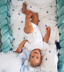 Protectie impletita din bumbac catifelat, Sparrow, Velvet Azure, 200cm