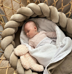 Protectie impletita din bumbac catifelat, Sparrow, Velvet Cappuccino, 200cm