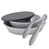 Set pentru hranire si diversificare, farfurie + bol cu capac + 2 lingurite, Bibs Mini Meal, Cloud