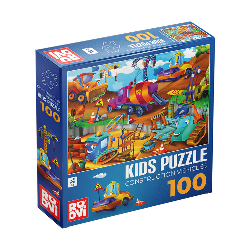 Puzzle Construction Vehicles – Puzzle copii, 100 piese