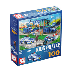 Puzzle Police Vehicles – Puzzle copii, 100 piese