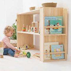 Etajera Montessori Tadalah cu biblioteca laterală pentru cărți