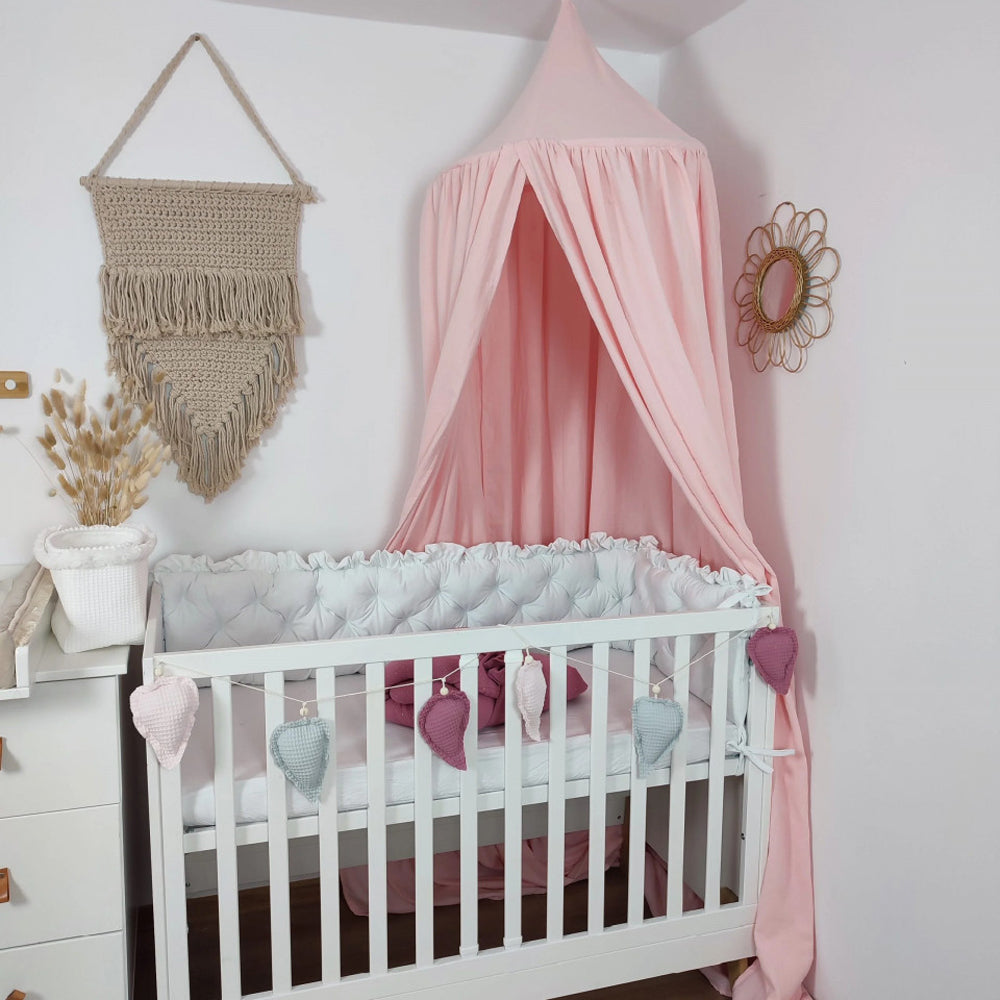 Baldachin suspendat din Muselina, Koell, cu Suport metalic, Roz