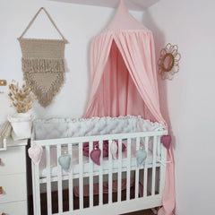 Baldachin suspendat din Muselina, Koell, cu Suport metalic, Roz