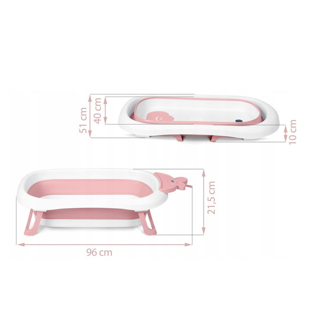Cadita de baie pliabila cu termometru LCD, suport antiderapant, Ricokids, Roz