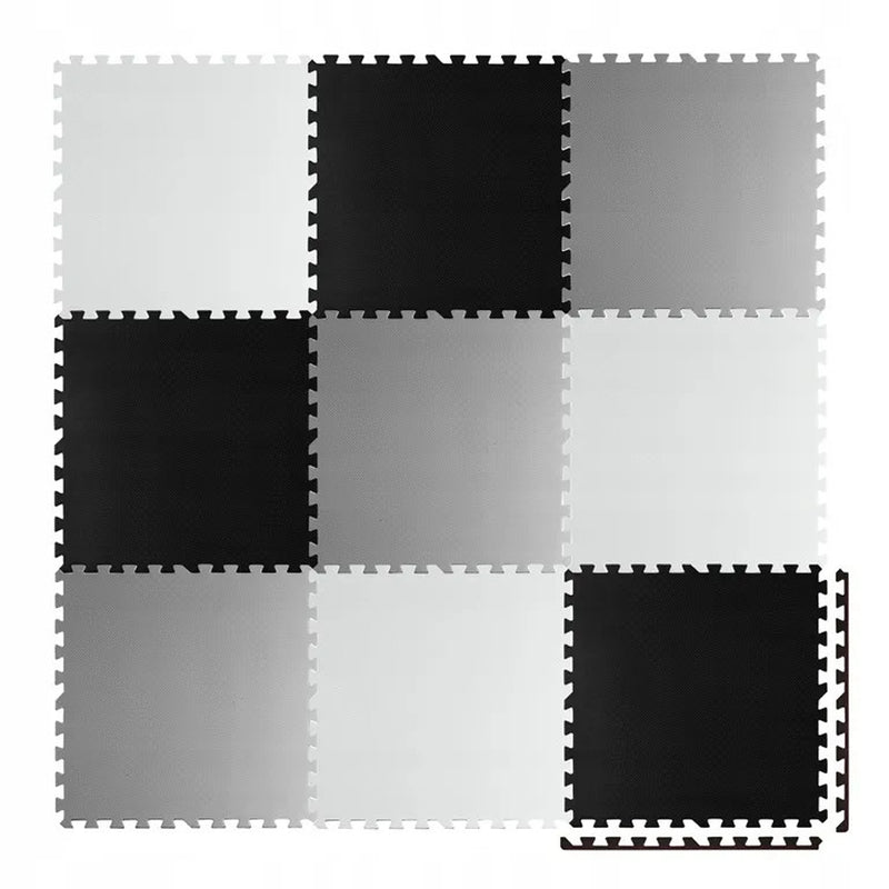 Covoras puzzle din spuma pentru copii, Ricokids, 180x180cm, 9 piese, Gri, Negru