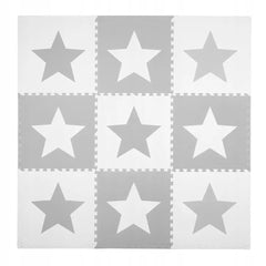 Covoras puzzle din spuma pentru copii, Ricokids, 180x180cm, 9 piese, Star Grey