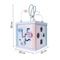 Cub Educativ din lemn, Sortare De Blocuri, Labirint, Ceas, EcoToys