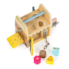 Cub Educativ din lemn, Sortare De Blocuri, Incuietori, EcoToys