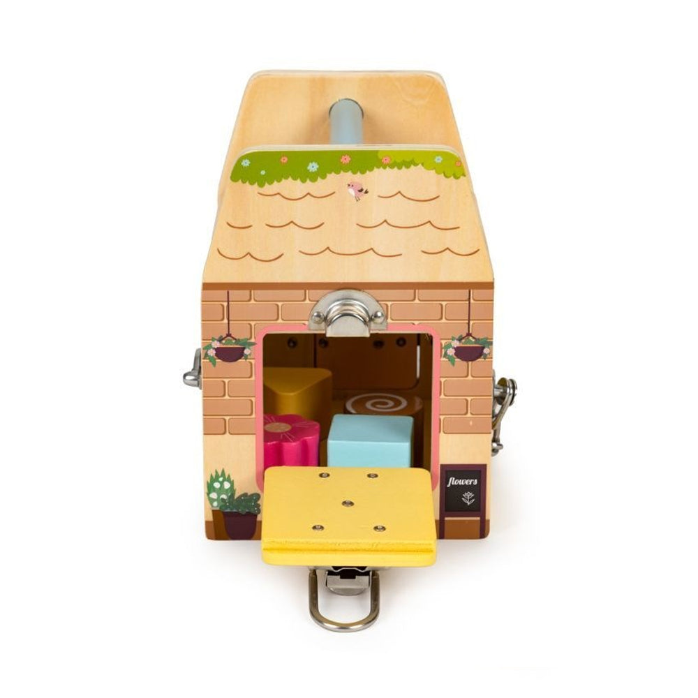 Cub Educativ din lemn, Sortare De Blocuri, Incuietori, EcoToys