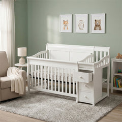 Pat Craft Multifunctional 3 in 1, pentru bebelusi. Co-sleeping, cu Sertare si Masa de Schimbat.