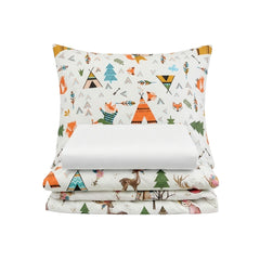 Set lenjerie bumbac, 3 piese - Wild, cearșaf alb