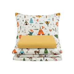 Set lenjerie bumbac, 3 piese - Wild, cearșaf galben