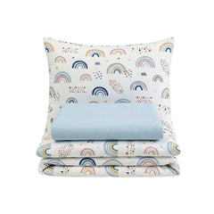 Set lenjerie bumbac, 3 piese - Curcubee, cearșaf albastru