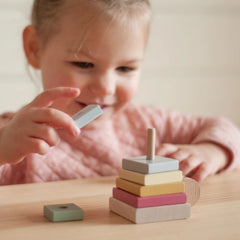 Piramida culorilor pastelate - jucarie din lemn Cubika