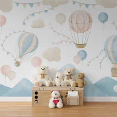 Munte și baloane - Fototapet