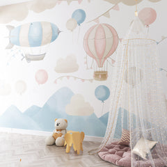 Munte și baloane - Fototapet