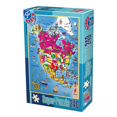 Puzzle Harta Americii de Nord – Puzzle 240 Piese