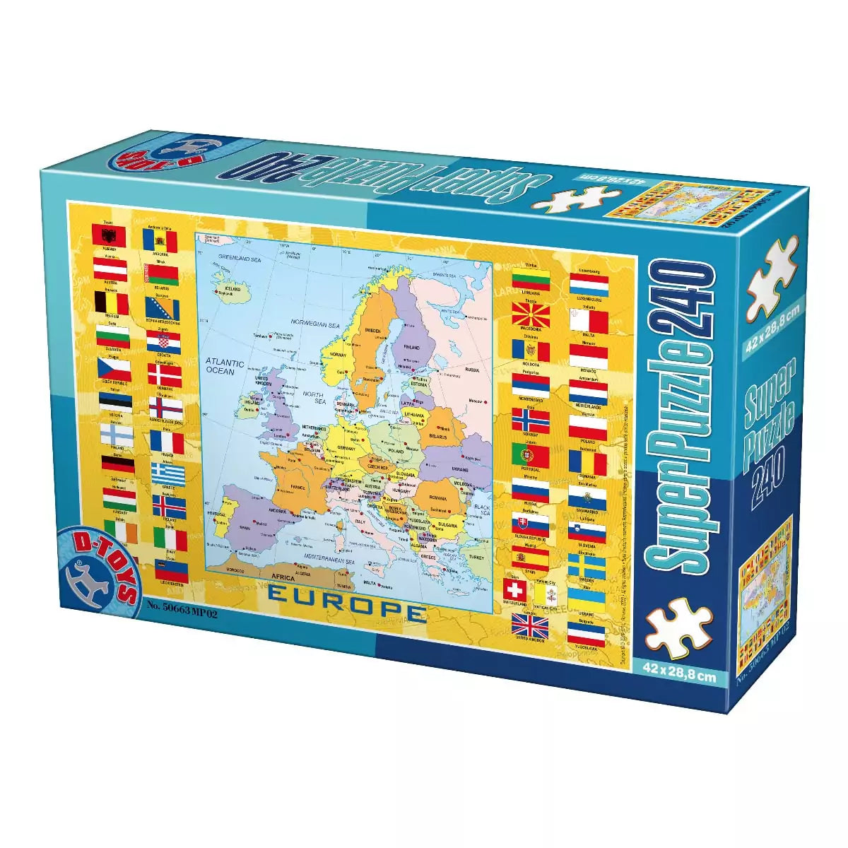 Super Puzzle Harta Europei – Puzzle copii, 240 Piese