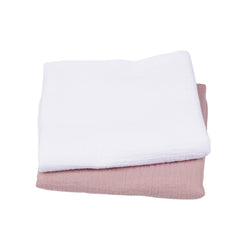 Set 2 paturici muselina 80x80cm - Alb si roz pudra