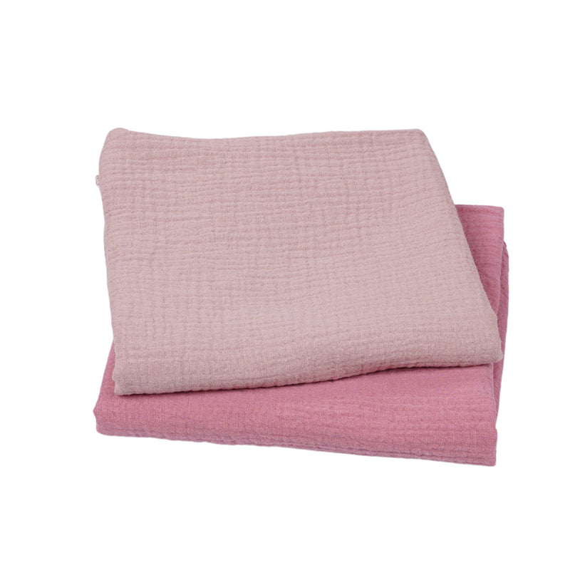 Set 2 paturici muselina 80x80cm - Roz pudra si roz inchis
