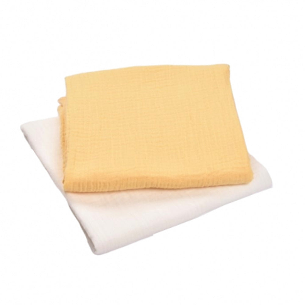 Set 2 paturici muselina 80x80cm - Alb si galben
