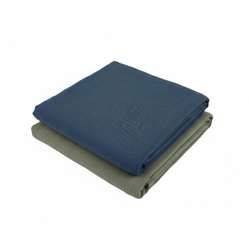 Set 2 paturici muselina 80x80cm - Verde si indigo