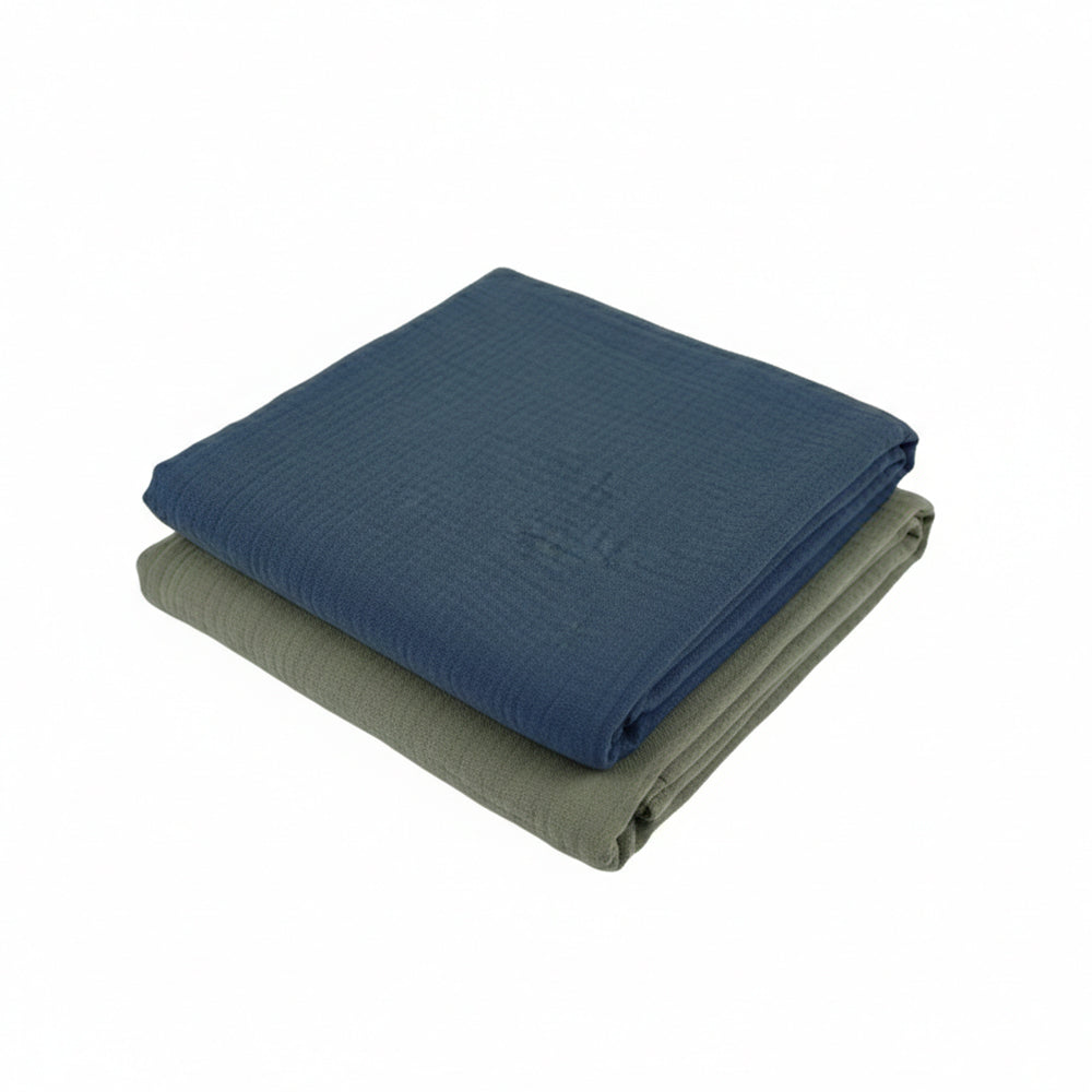 Set 2 paturici muselina 80x80cm - Verde si indigo