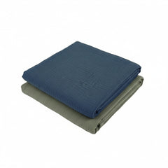 Set 2 paturici muselina 80x80cm - Verde si indigo
