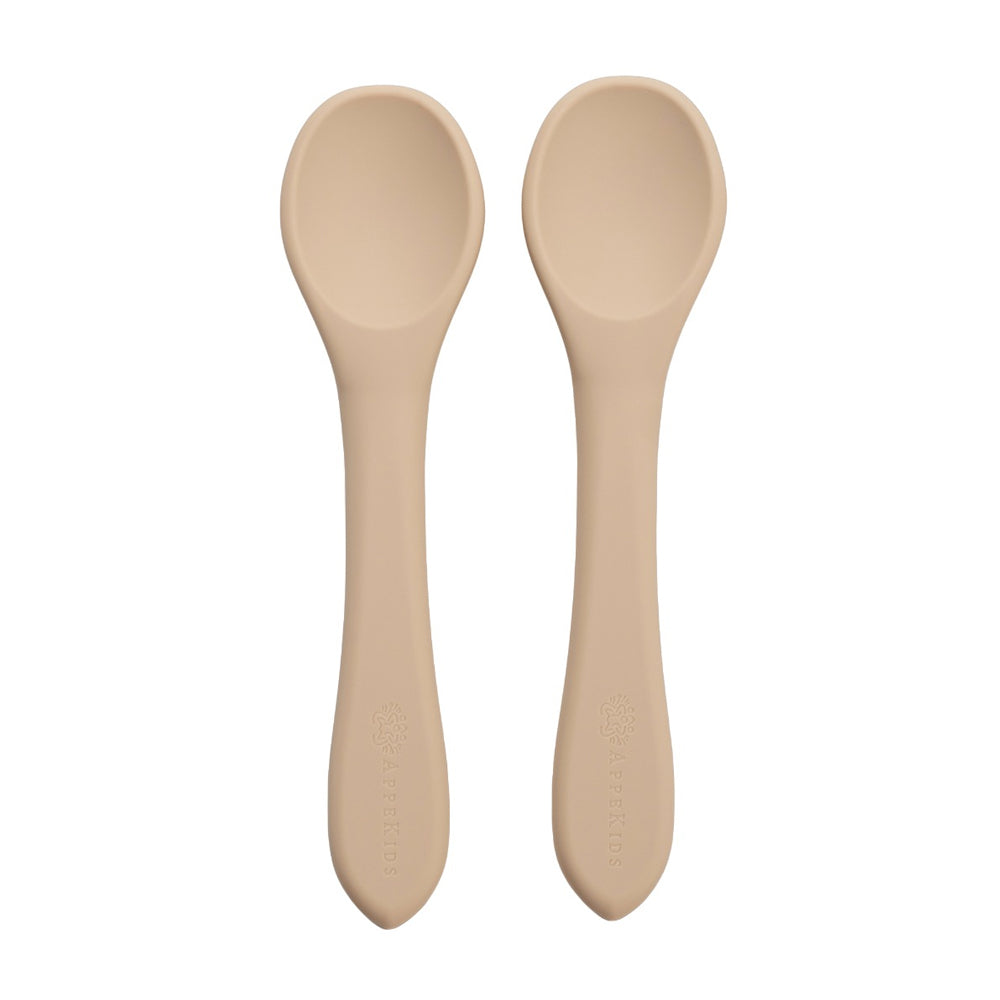 Set lingurite din silicon, AppeKids, Bubble Beige
