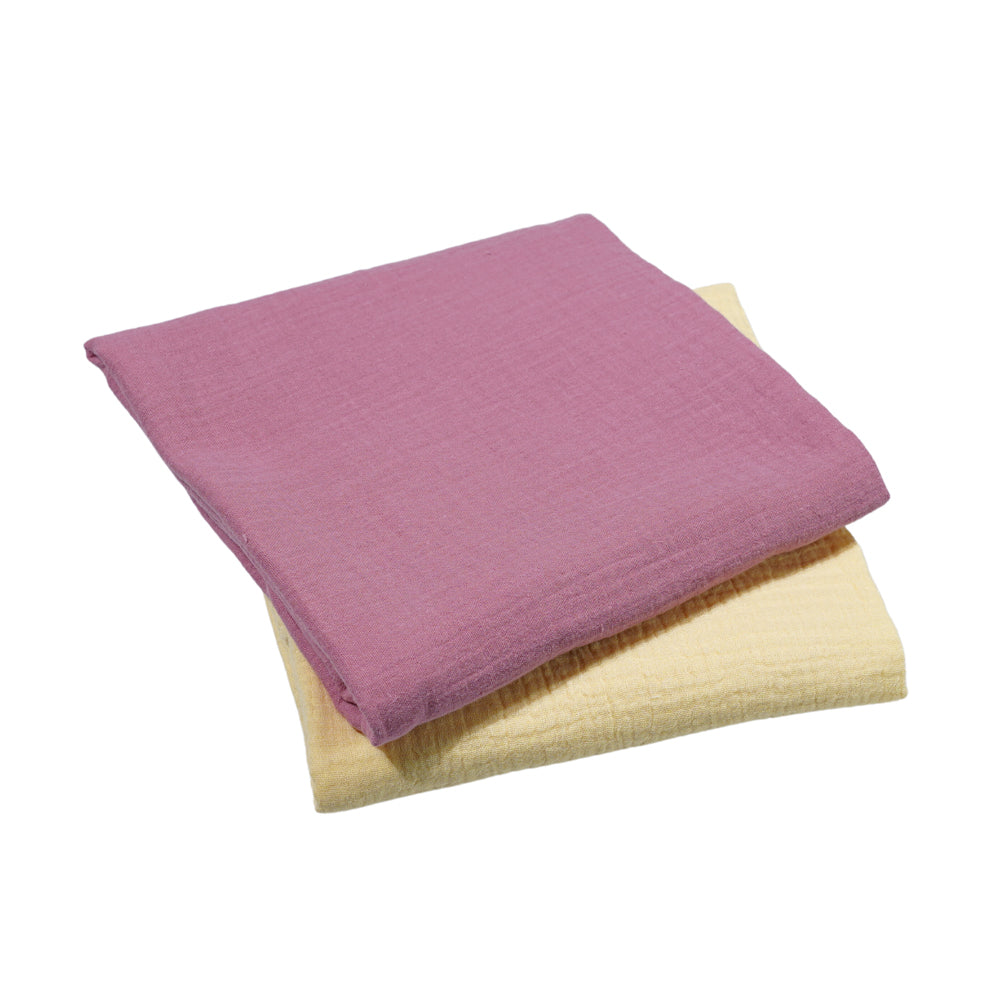 Set 2 paturici muselina 80x80cm - Roz inchis si galben