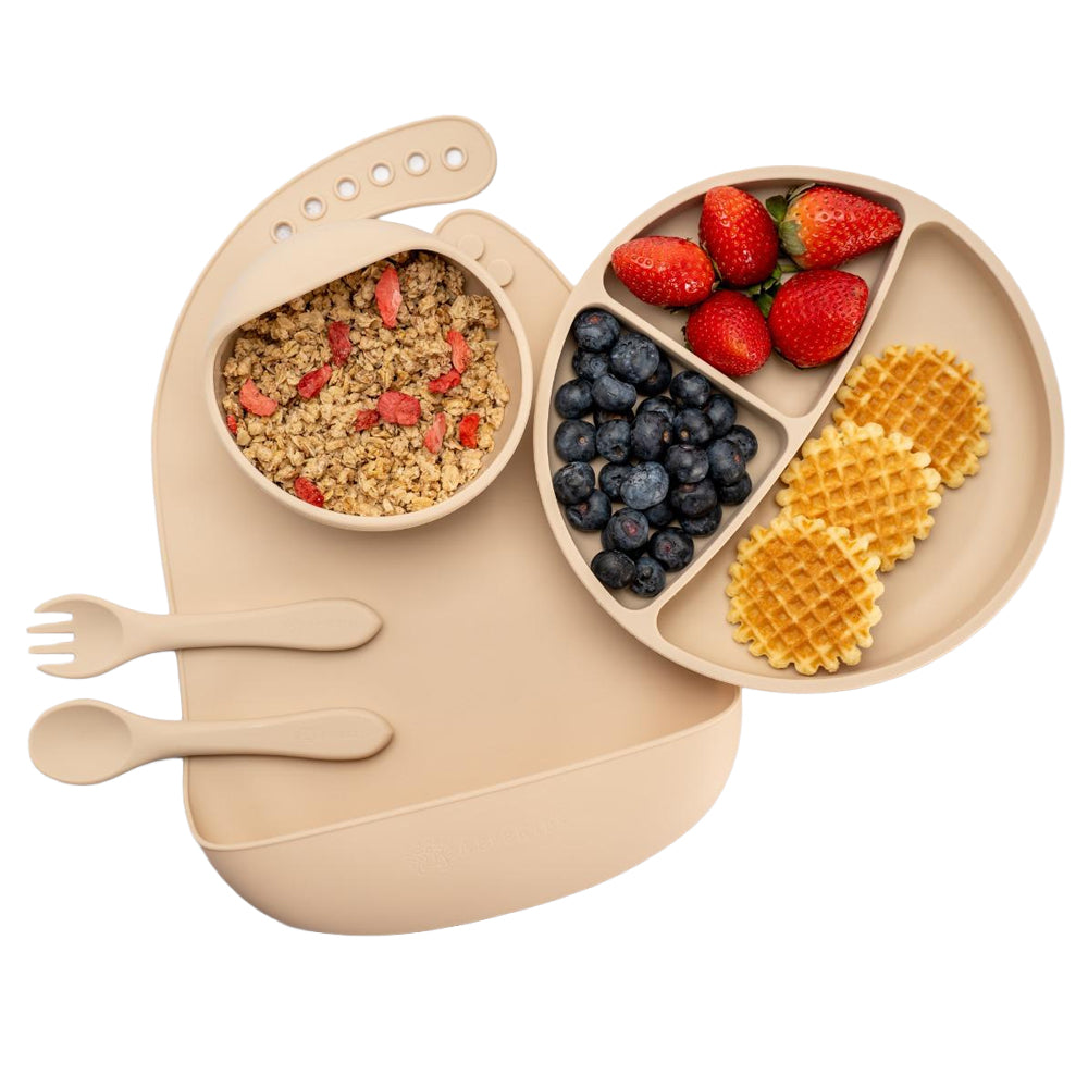 Set Diversificare, AppeKids, 100% Silicon, Classic - Bubble Beige