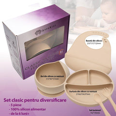 Set Diversificare, AppeKids, 100% Silicon, Classic - Bubble Beige