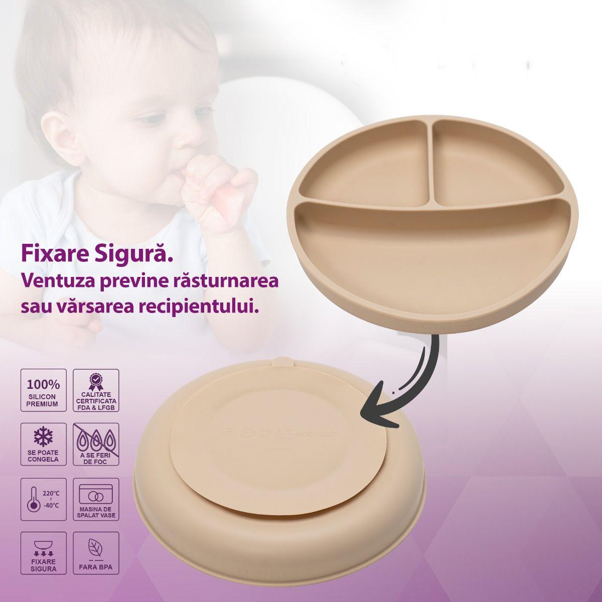 Set Diversificare, AppeKids, 100% Silicon, Classic - Bubble Beige
