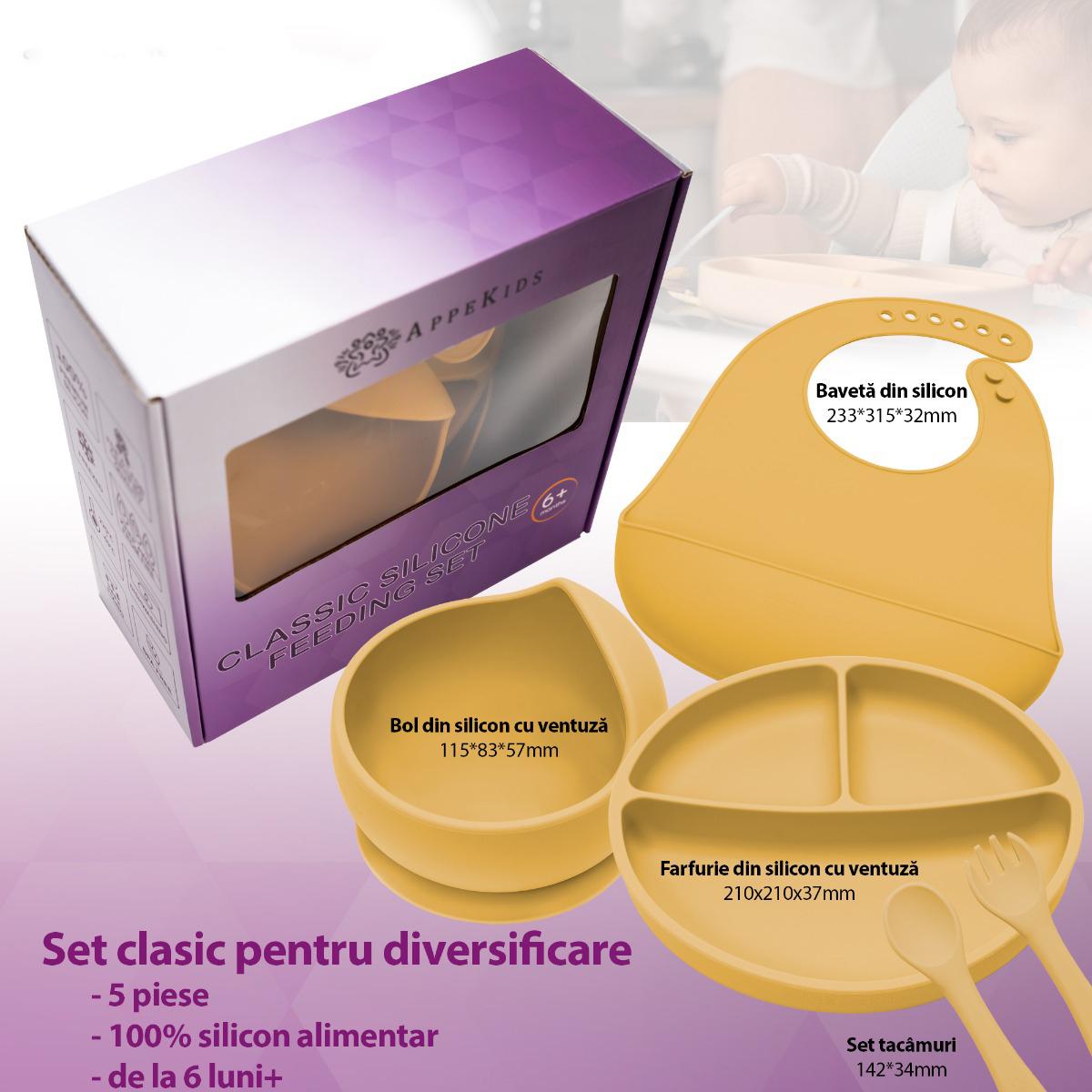 Set Diversificare, AppeKids, 100% Silicon, Classic - Honey