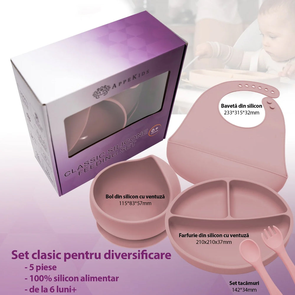 Set Diversificare, AppeKids, 100% Silicon, Classic - Old Rose