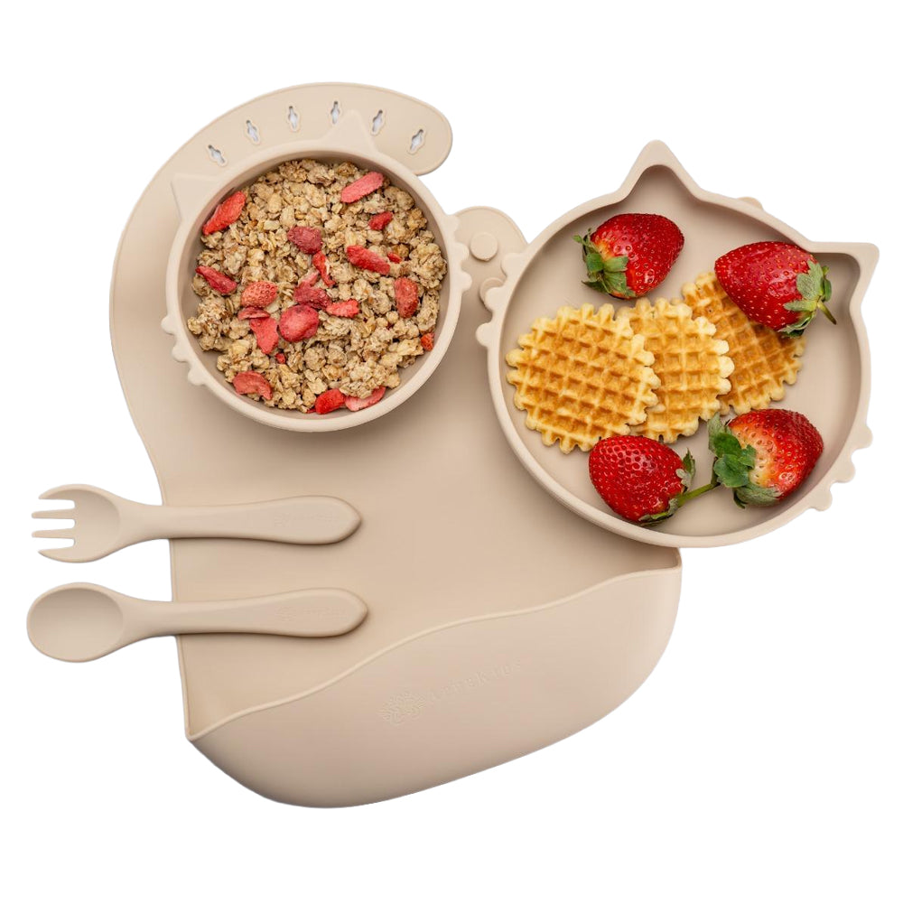 Set Diversificare, AppeKids, 100% Silicon, Kitty - Bubble Beige