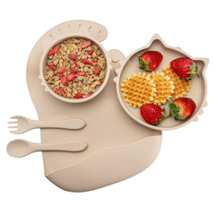 Set Diversificare, AppeKids, 100% Silicon, Kitty - Bubble Beige